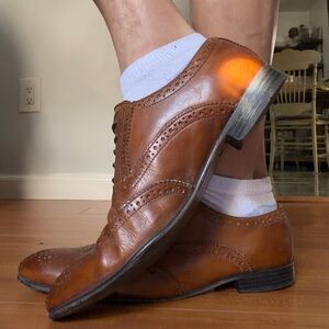 Men’s Brown Leather Brogue Oxfords – Size 11 – Wingtip Dress Shoes